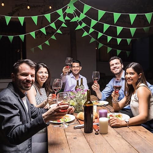 Vista 52 de Tatuo Banderines sólidos de 200 pies, banderines de cadena triangular, banderines para colgar en banderines, decoraciones de fiesta para gran Rojo