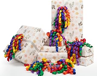 Rainbow Curly Bows for Gift Wrapping 6 Inch, 6 Pack | Self Adhesive Gift Bows for Presents, Satin Ribbon, For Birthday, Wedding, Christmas, Bridal Shower