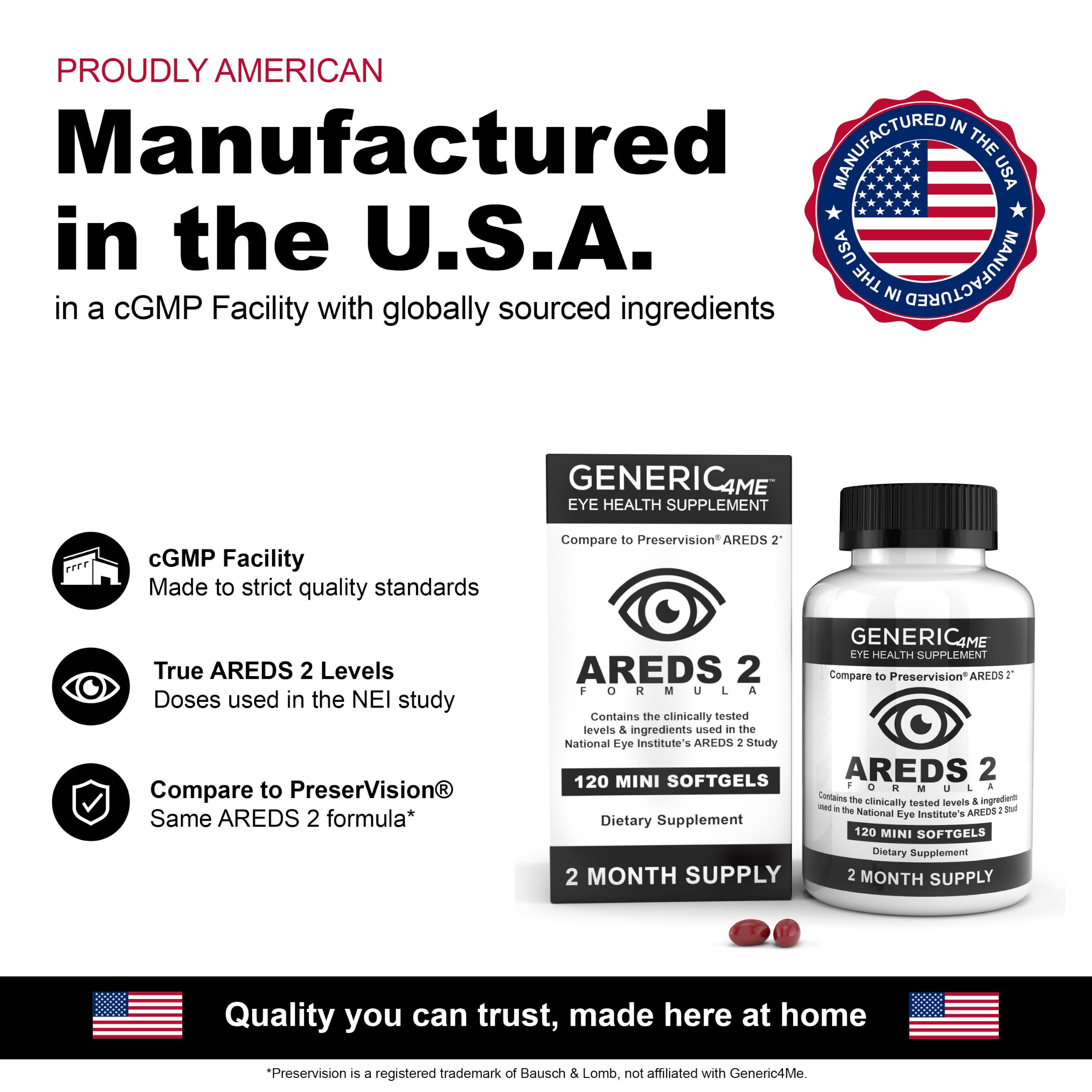 AREDS 2 SoftGels, 500 mg Vitamin C, 400 IU Vitamin E, 10 mg Lutein, 2 mg Zeaxanthin, 80 mg Zinc, 2 mg Copper - Supports Eye Health - Easy to Swallow 120 Mini SoftGels (Two Month Supply) — Amazon image 4