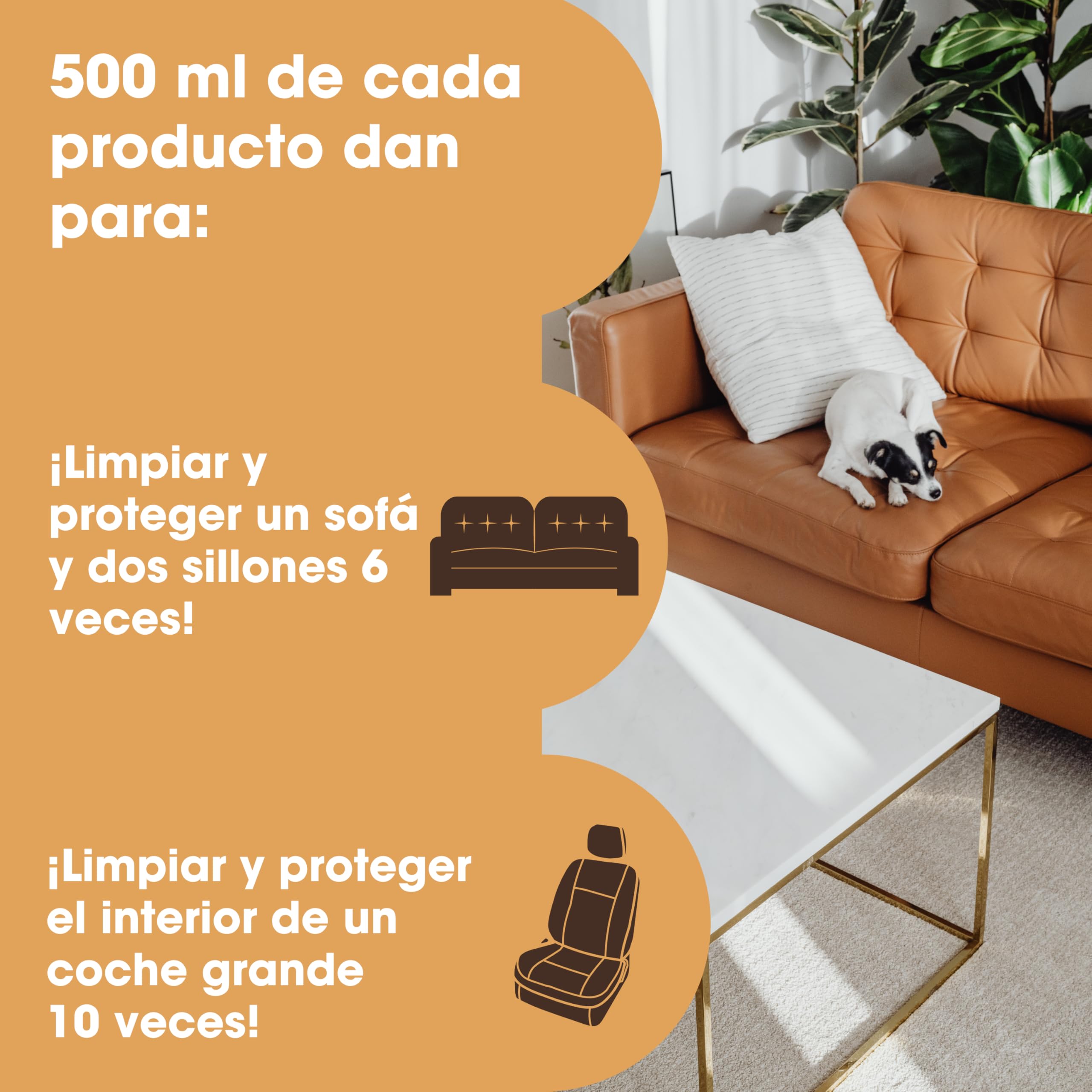Kit completo de cuidado del cuero Furniture Clinic – Limpiador de cuero y Crema protectora del cuero para sofás y asientos de coche – 500 ml de Ultra Clean,500 ml de acondicionador de cuero y esponjas