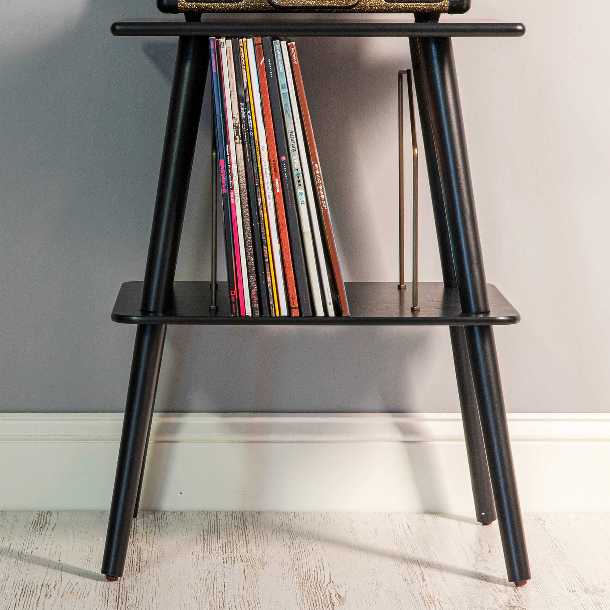 Crosley ST66-BK Manchester - Soporte para Tocadiscos con Almacenamiento de Cables, Color Negro