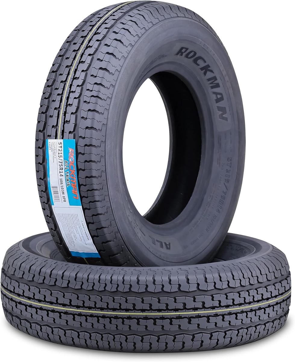 ROCKMAN Trailer Tire ST215/75R14 8-Ply Load Range D 108M Steel Belted Radial 11171, Set2