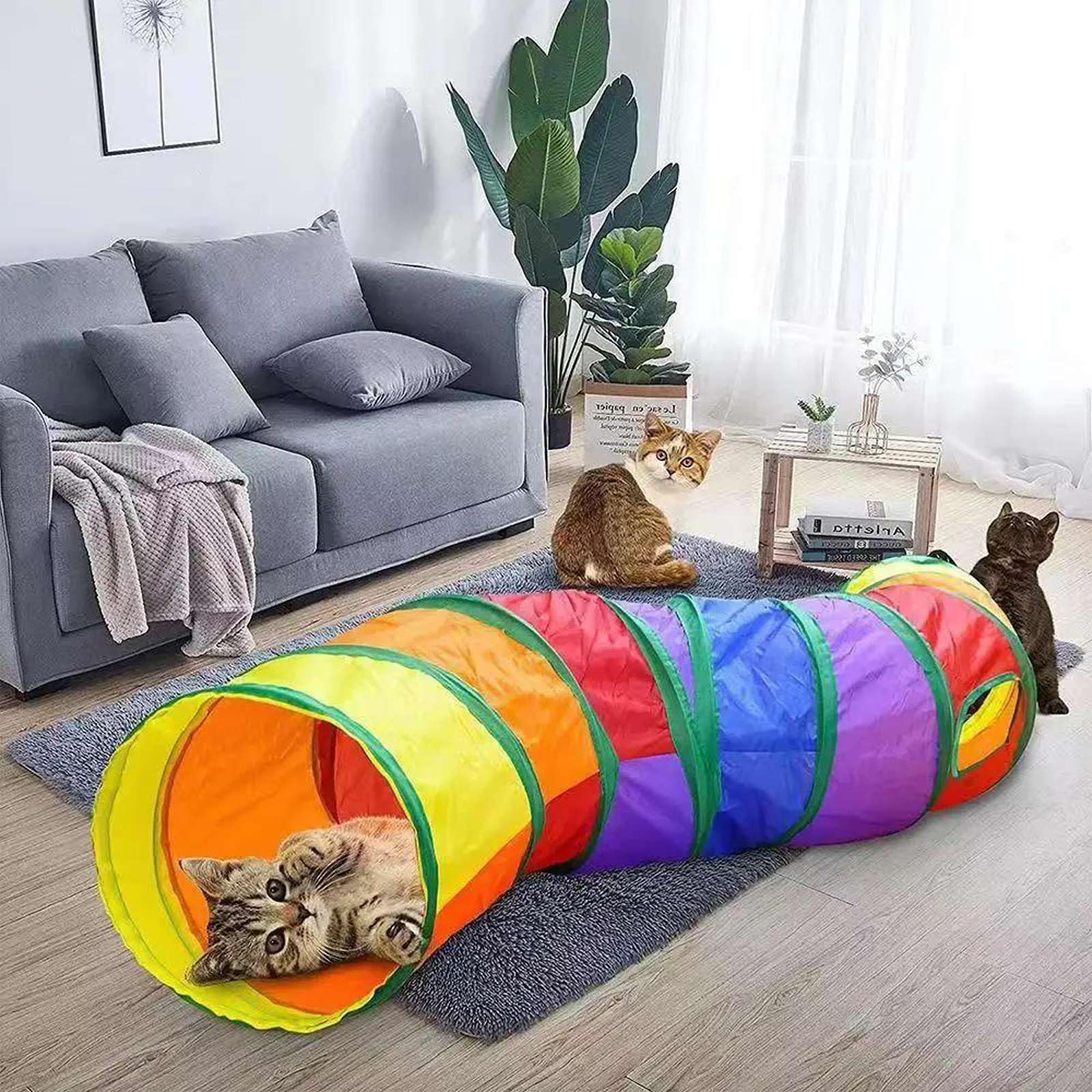 Túnel de Juego de Gato Plegable Juguetes para Mascotas Túnel de Gato conectable Juguetes de Tubo para Gatos Taladro Plegable