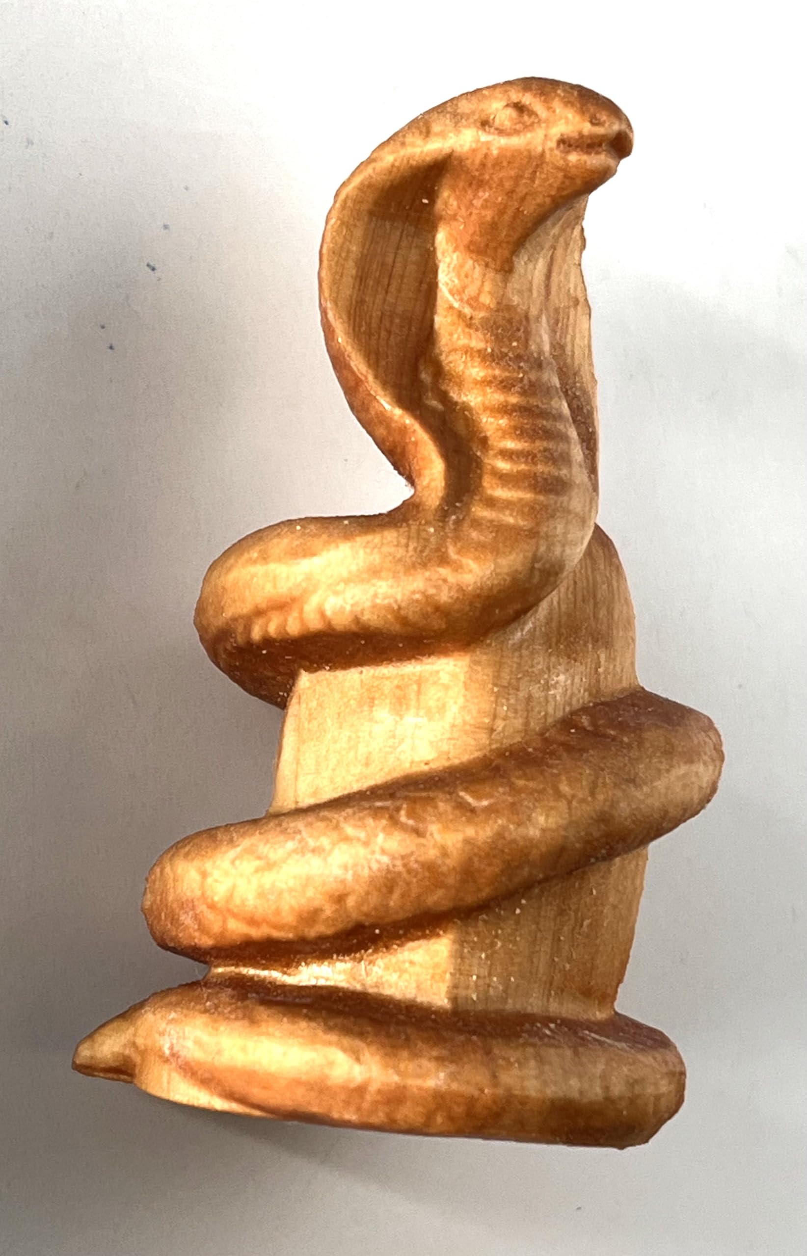 ARTCORE, Hand Carved Wooden NETSUKE, Snake and Bush, Brown