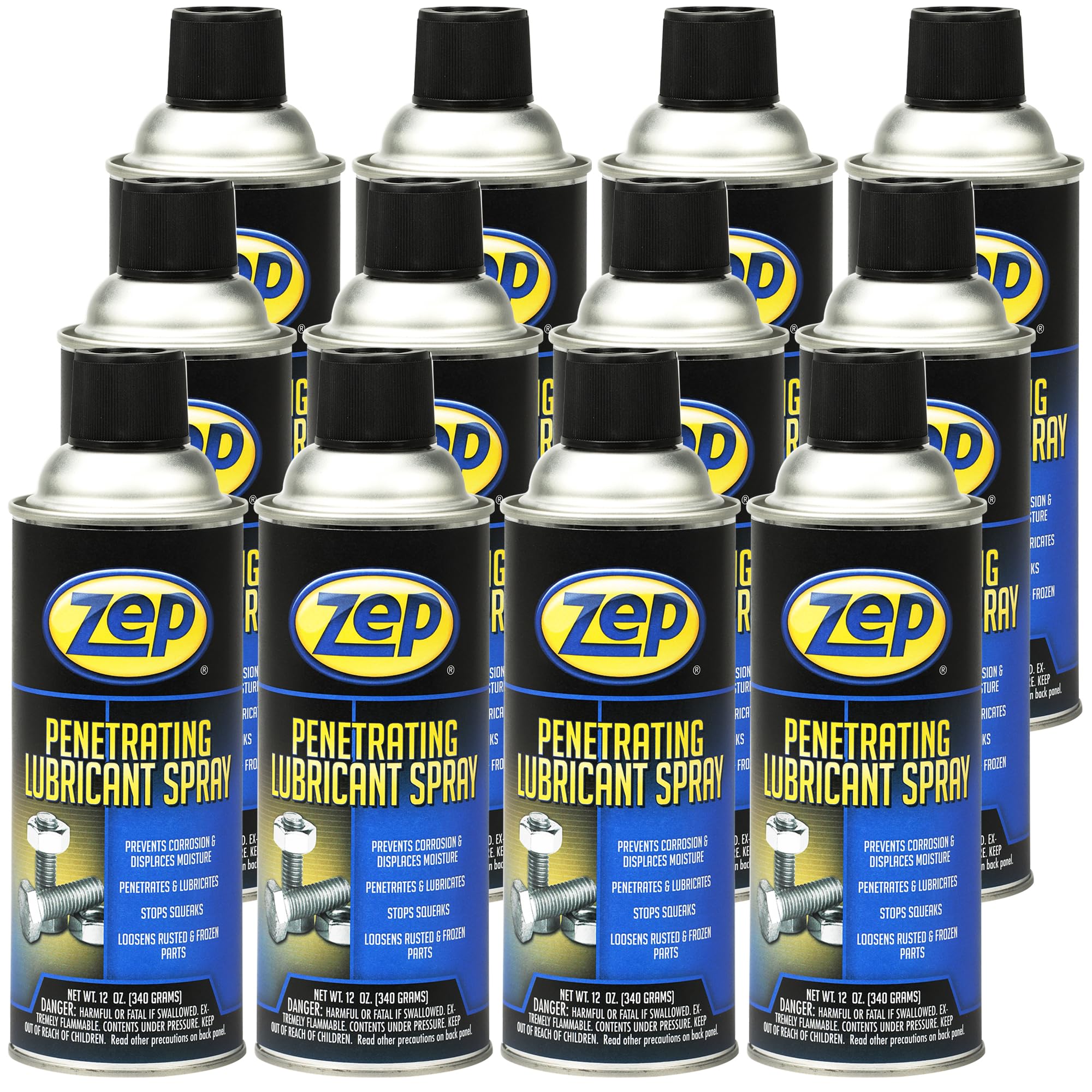 Zep Penetrating Lubricant Spray - 12 oz (Case of12) - 1047933 - All Purpose Lubricating, for Bolts, Screws, Nuts and Locks, Industrial Strength for Tough Jobs and Long-Lasting Performance
