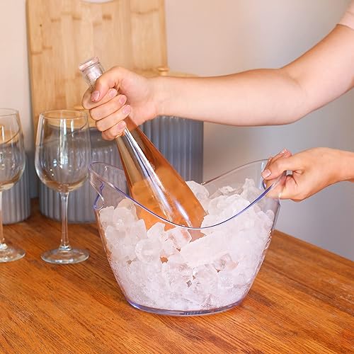 Miniatura 4 de Lot45 Juego de 2 cubetas de acrílico para bebidas  Juego de bañera transparente de 3.5 litros para fiestas  Enfriador de bebidas para interiores o