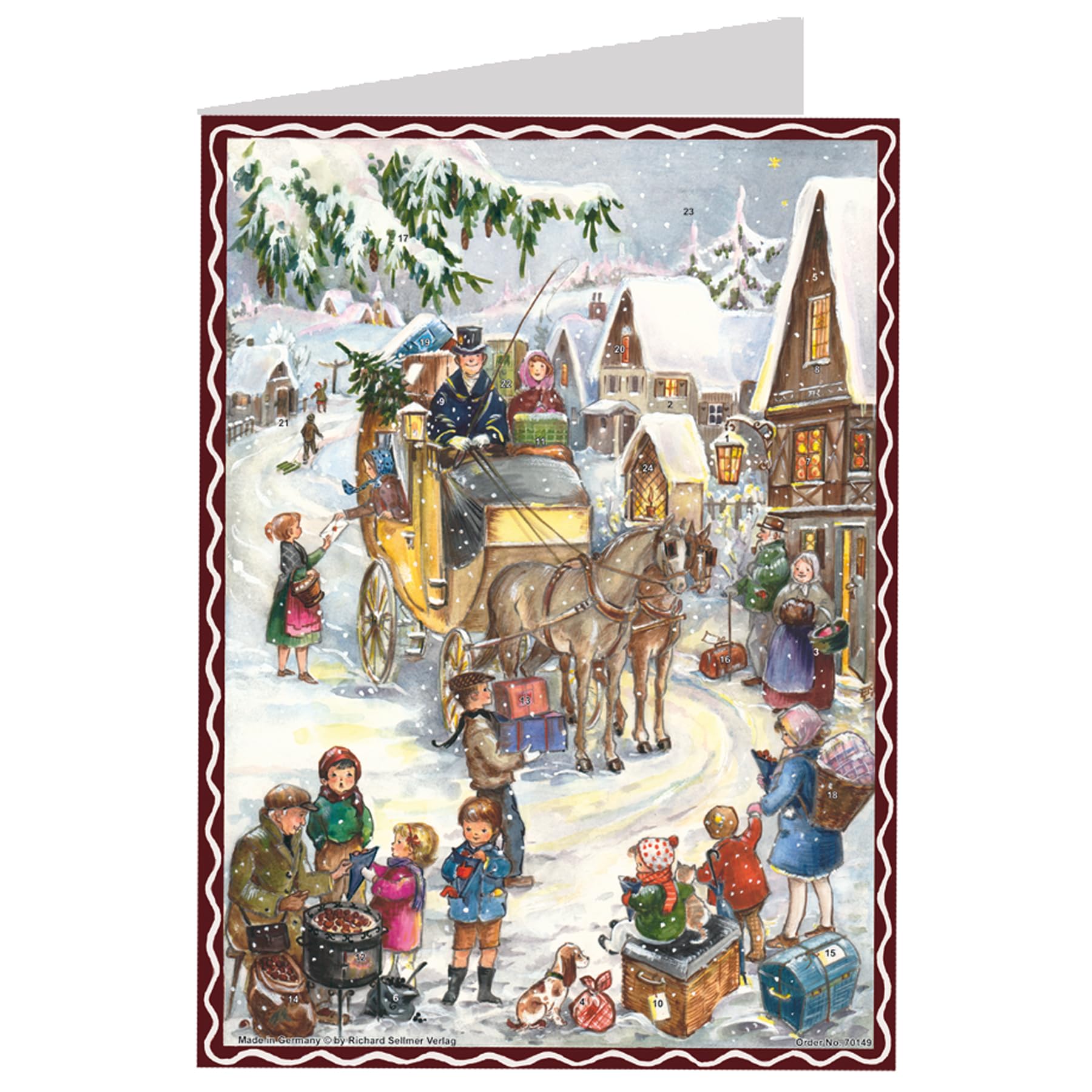Postkarten Adventskalender "Hurra, die Kutsche kommt"