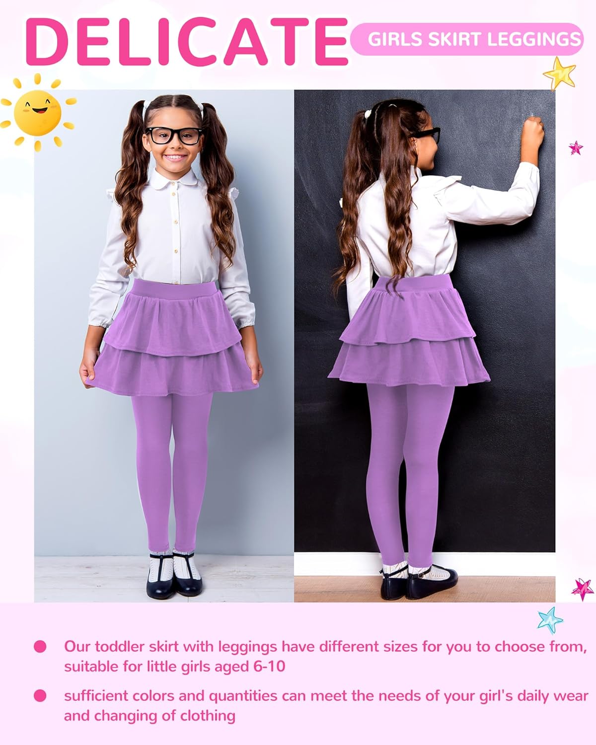 Taiyin 5 Pack Girls Leggings with Skirt Kid School Uniform Skirt Pants Ruffle Tutu Leggings for Winter Warm Clothes 4-12 Year - Image 3