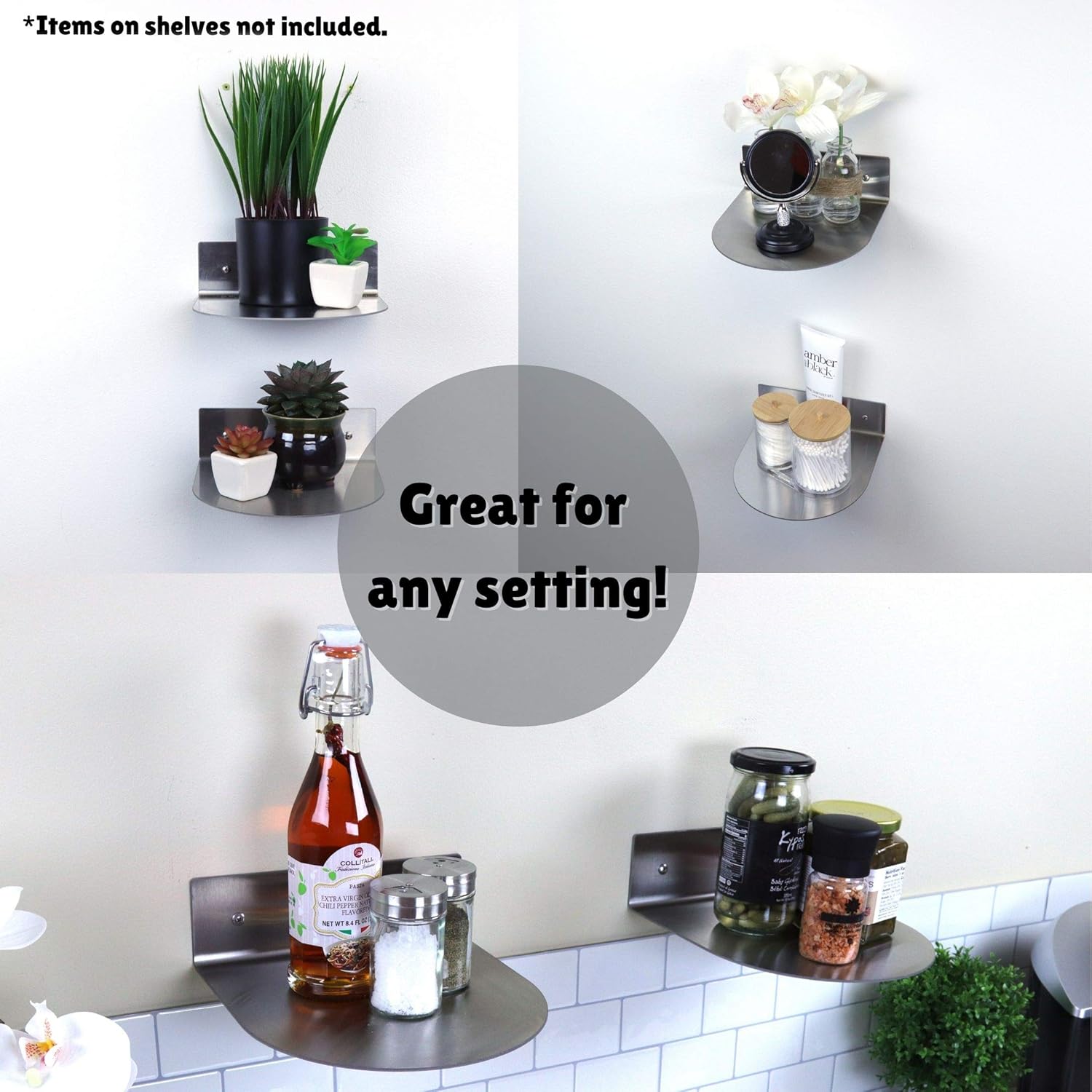 🛒 Crаzу Dеаlѕ Polar Whale Modern Hanging Brushed Stainless Steel 2 Floating Wall Shelves Round Decor Durable Polished Solid Metal for Home Living Room Kitchen Bedroom Bathroom with Mounting Hardware 8 Inches Wide Frее Shірріng оƒƒеr Polar Whale Modern Hanging Brushed Stainless Steel 2 Floating Wall Shelves Round Decor Durable Polished Solid Metal for Home Living Room Kitchen Bedroom Bathroom with Mounting Hardware 8 Inches Wide