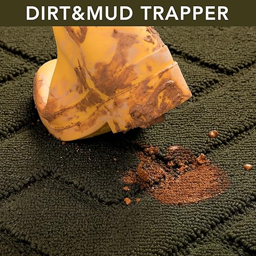 Miniatura 91 de hicorfe - Tapete para interiores, para puerta delantera o trasera, parte trasera de goma, antideslizante, absorbente, resistente a la suciedad, Café