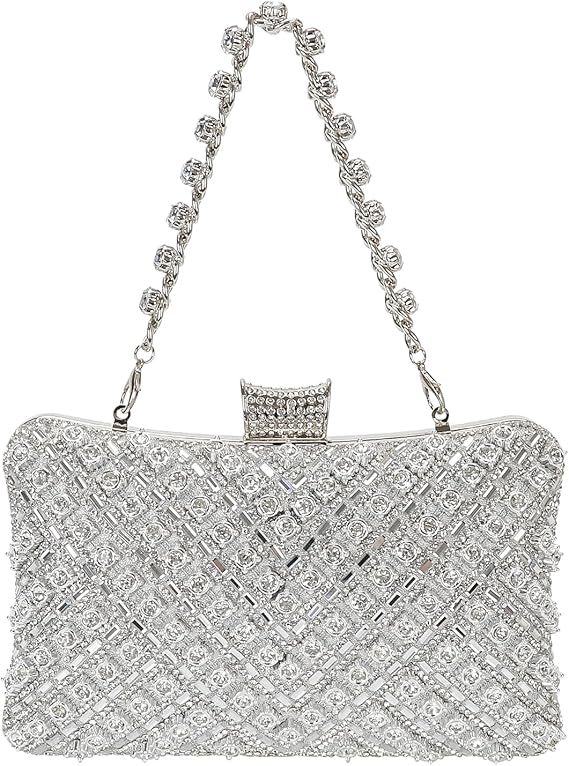 Women s Sparkly Rhinestone Sequin Clutch Glitter Evening Handbag & Shoulder Purse for Weddings, Parties & Proms