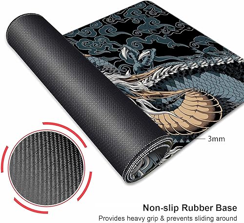 Miniatura 3 de Alfombrilla de mouse grande extendida para juegos con bordes cosidos, alfombrilla de escritorio de luna llena de montaña azul para computadora,