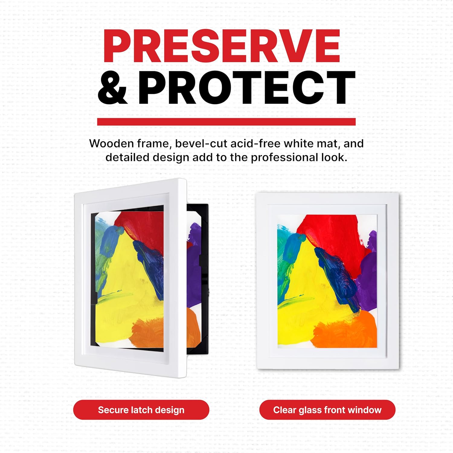 Dynamic Frames Li’l Davinci Front-Open 2-Pack Kids Art Frames, Wooden Frames for 8.5x11 Artwork, Prints & Certificates, Store up to 50 per Frame, 11.75 x 14.75 Outer Dimensions, White