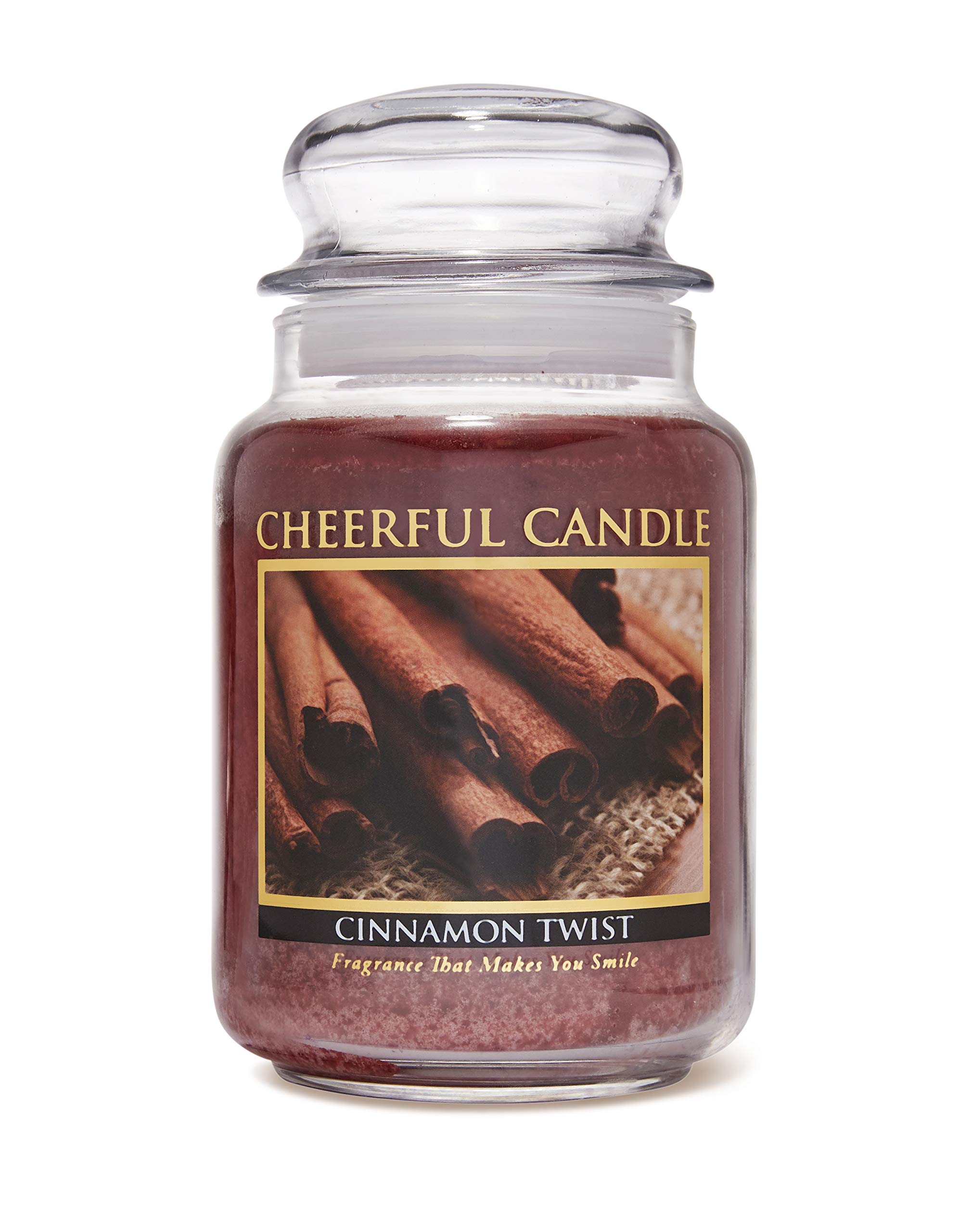 A Cheerful GiverCinnamon Twist - 24 oz Scented Candle Jar - Cheerful Candle -135 Hours of Burn Time, Candles Gifts for Women