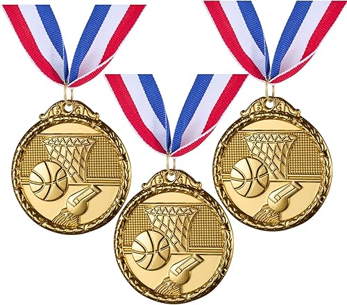 Miniatura 6 de Abaokai Juego de medallas de baloncesto de oro de 12 piezas, medallas de metal para juegos de baloncesto deportivos para niños y premios de premios,