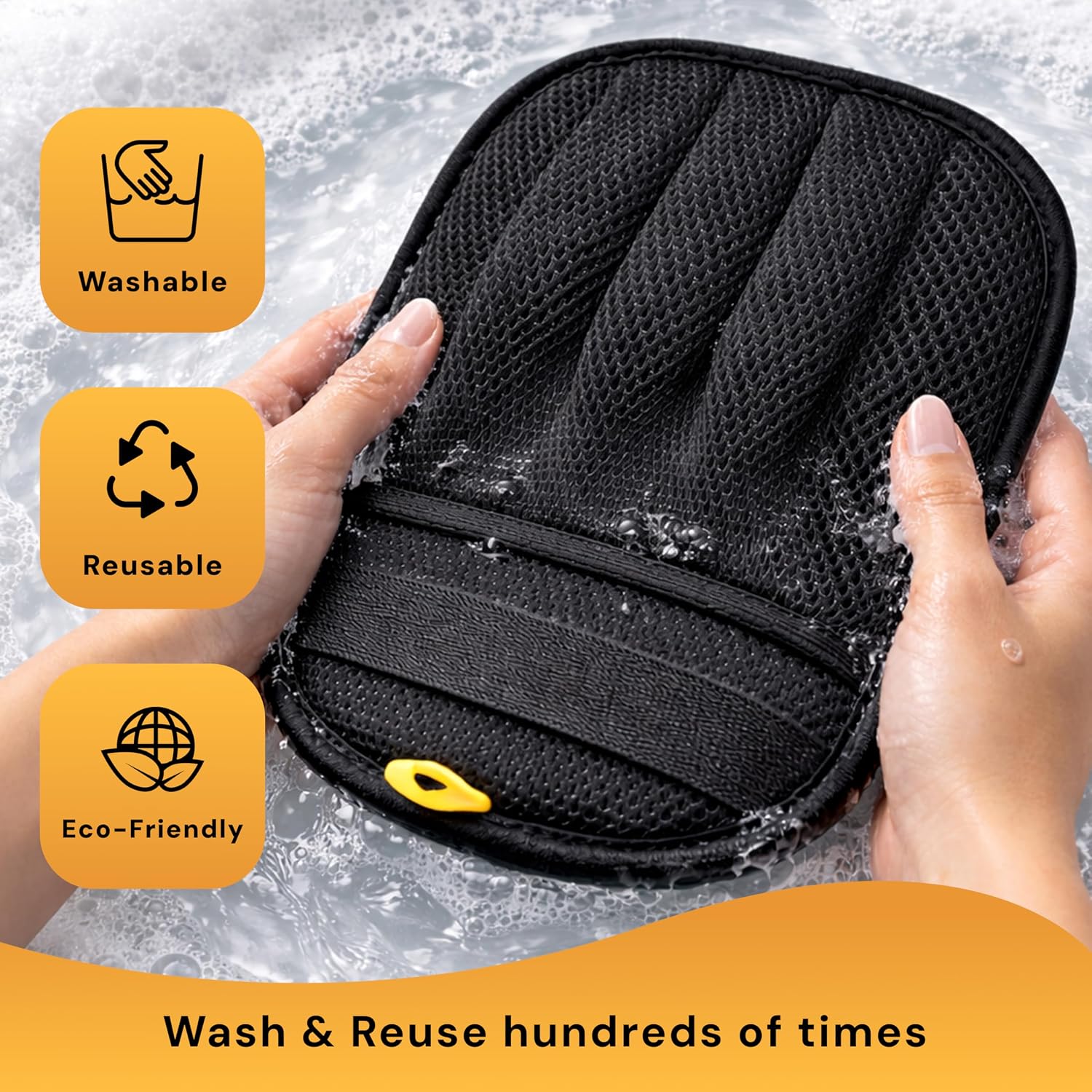 Wolfster Pet Hair & Fur Removal Glove for Cats & Dogs - Five-Finger Electrostatic Reusable Pet Hair Remover Mitt for Couch, Sofa, Carpet, Car Seat, Bedding & Clothing, Lint Roller Alternative