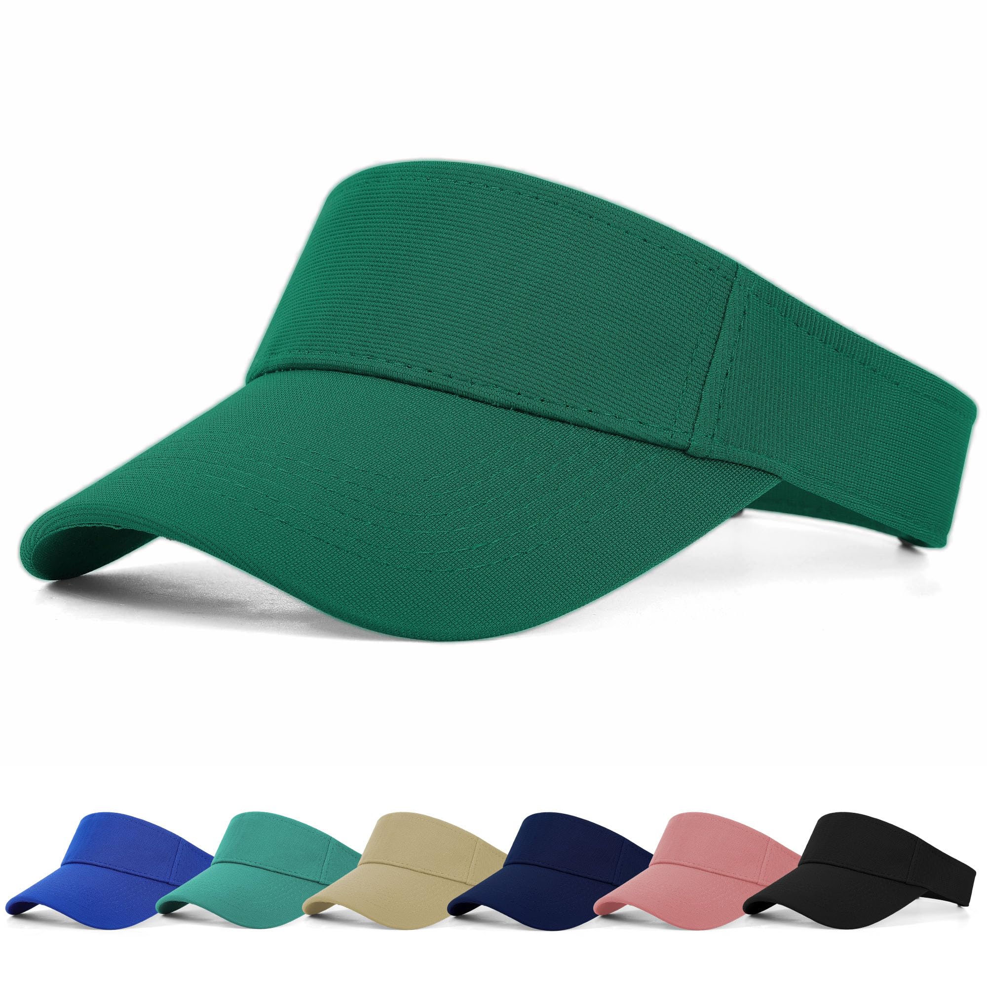 Fchui Women's Green Sun Visor Cap - Ponytail Baseball Cap For And Long Peak Thicker Sweatband Adjustable Hat For Golf Cycling Fishing Tennis Running Jogging Visor Hats For Men (Green)