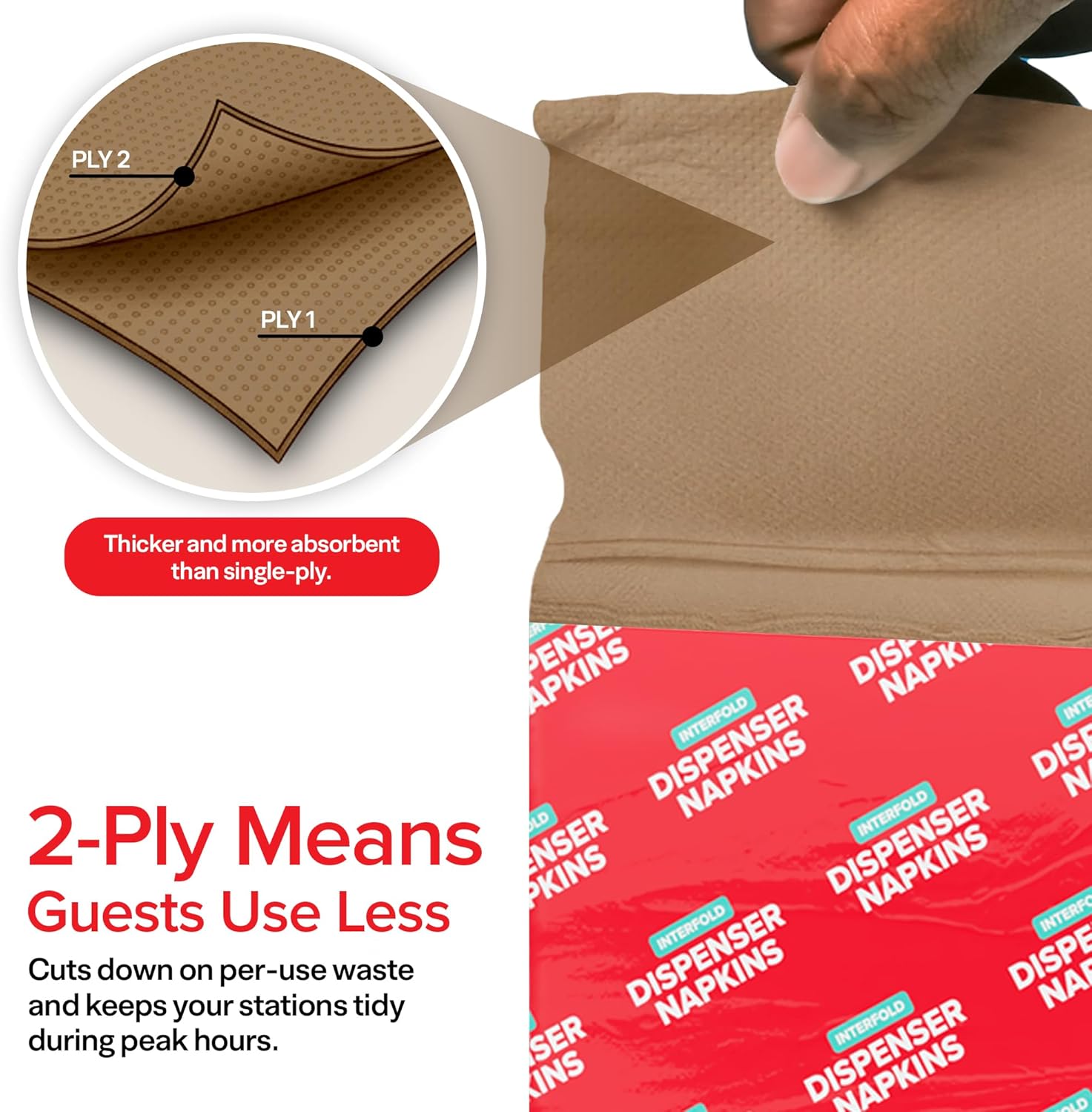 Stock Your Home 6000-Pack Paper Napkins Bulk 2-Ply, Brown Interfold Napkins Dispenser Refill (12 Packs of 500), Disposable Restaurant Napkins for Bathroom, Diner