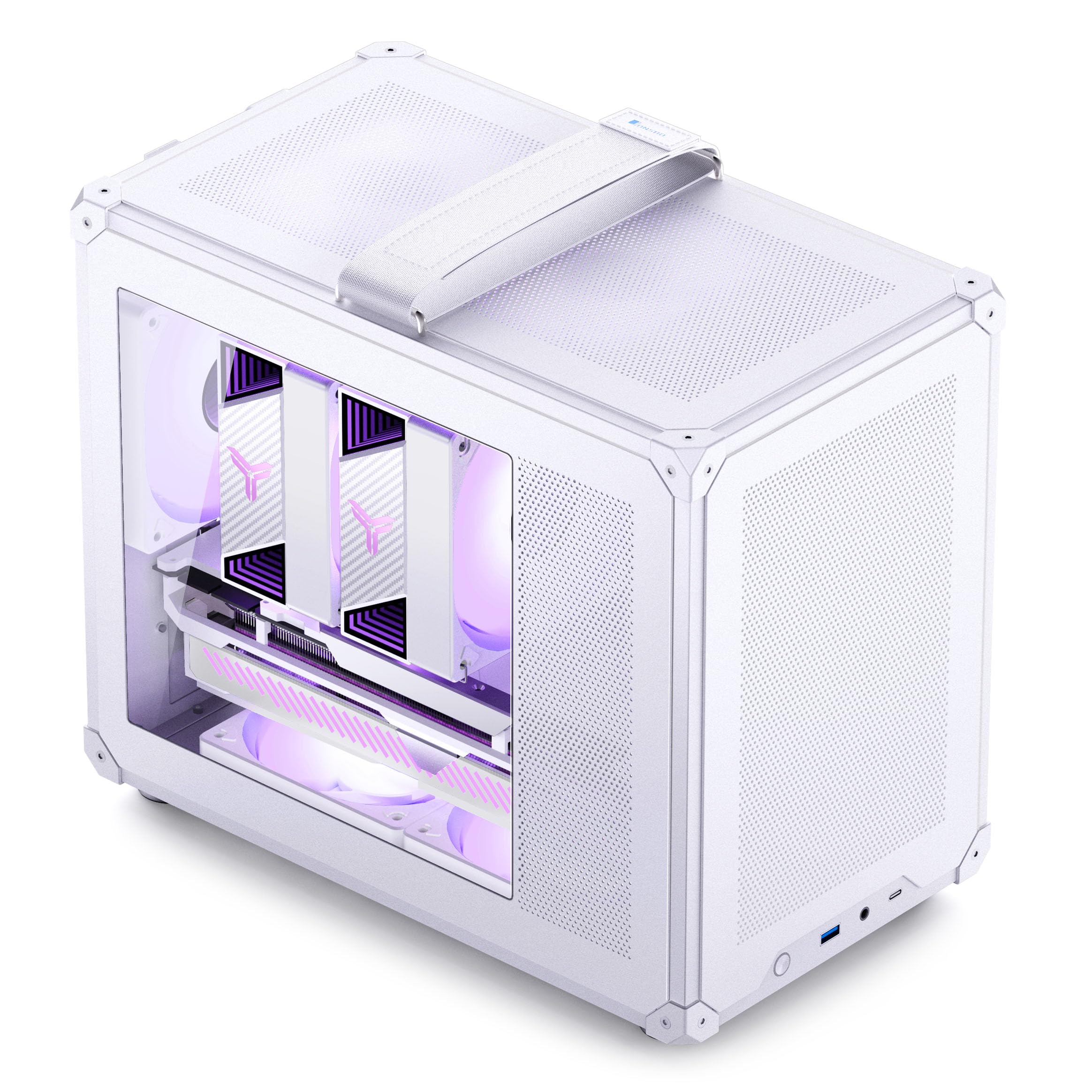 Jonsbo C6 MAX Case PC bianco – case mATX compatto con maniglia, mesh per il flusso d’aria, spazio per GPU fino a 335mm, dissipatore CPU fino a 170mm, 5 posizioni per ventole