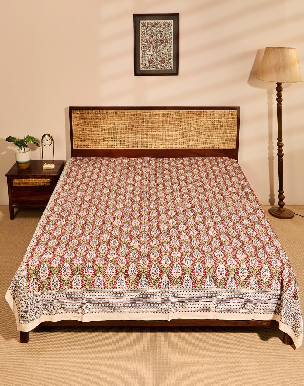 Fabindia Wine Cotton Printed Single Bed Cover-picture-11