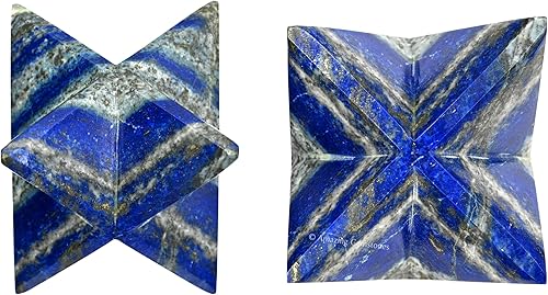 Miniatura 121 de Amazing Gemstone Larvikite Merkaba Crystal – Estrella de Merkaba metafísica de 1 pulgada para meditación – Cristal tetraedro energético y piedras