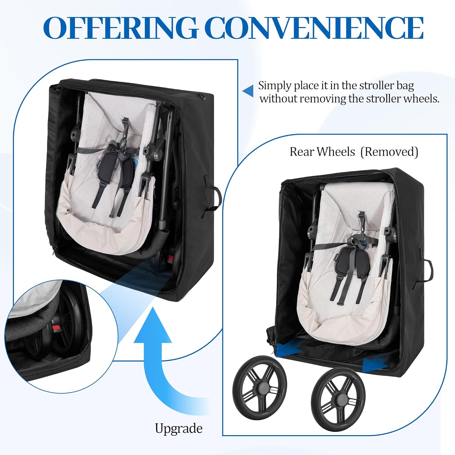 IBVIVIC Stroller Bag Compatible with UPPAbaby Vista V2/Vista V3/Cruz V2/Cruz V3, Stroller Travel Bag Heavy Duty Gate Check Stroller Bag with Delectable Shoulder Strap and Handle for Parents