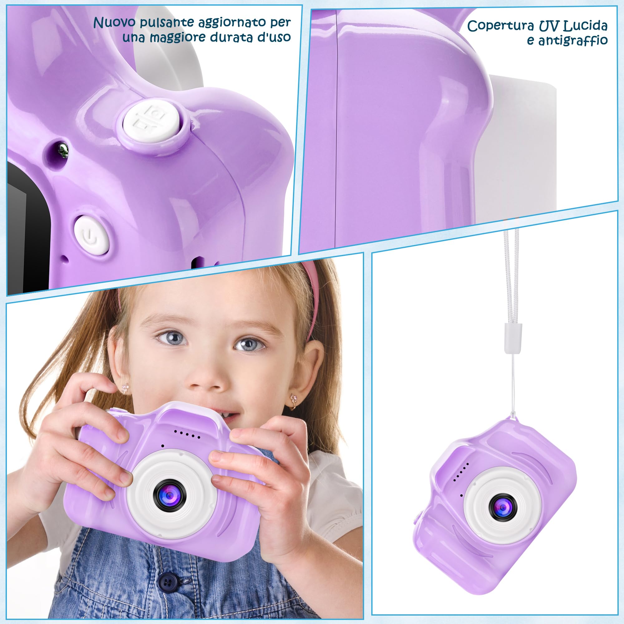 Macchina Fotografica Bambini, ARNSSIEN Fotocamera Bambini, Macchina Fotografica 1080P HD, Giochi Regalo Bambina e Bambini 3 4 5 6 7 8 9 anni, per Compleanni& Natale.10 Giochi Puzzle e Scheda da 32GB.