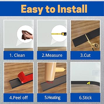 COUKIU Flexible Baseboard Molding Trim, 4 Inch x 40 Feet Self-Adhesive Vinyl Wall Base Cove Base, Peel and Stick Rubber Wall Base Moulding Trim(Black)