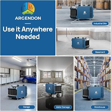 ARGENDON 180 Pints Crawlspace Dehumidifiers with Pump and Drain Hose, Commercial Dehumidifier for Basement, Industrial Large Spaces, Basement, Job Sites, cETL,