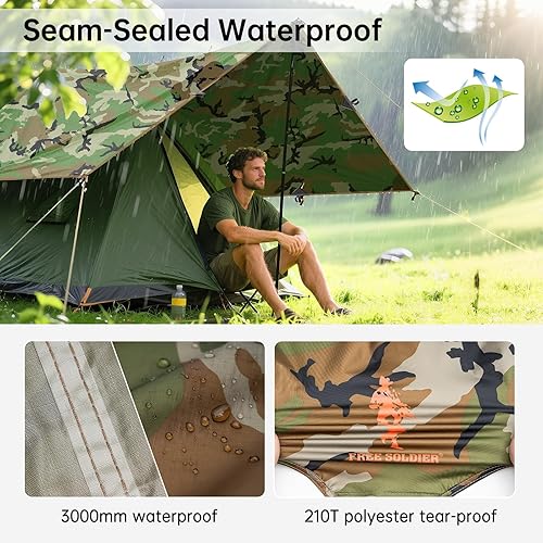 Miniatura 3 de FREE SOLDIER - Toldo impermeable portátil multifuncional para acampar al aire libre o viajes