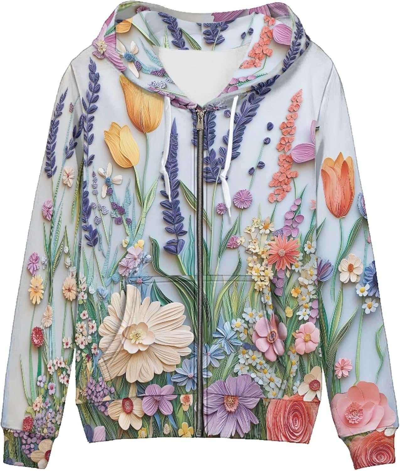 Pinupub Hoodies for Women Casual Long Sleeve Zip Up Sweatshirts with Pockets Fall Spring Graphic Womens Hoodie