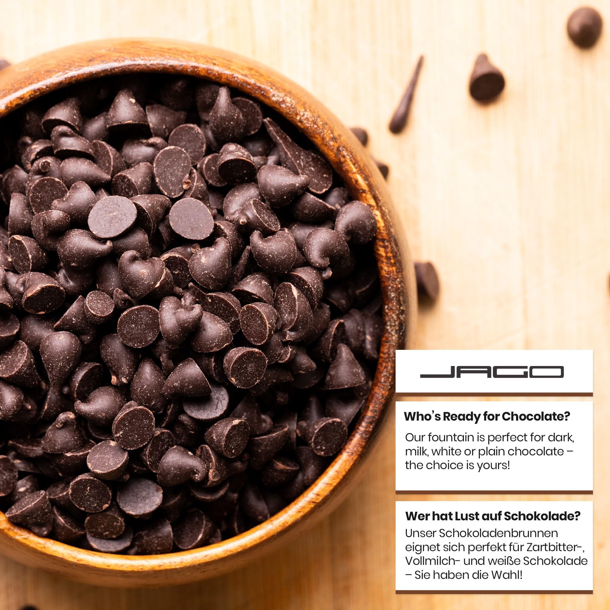 Jago® Chocoladefontein - 275 W, 3-etages, 1 kg inhoud, /H: 21,5/39 cm, Zilver - Fonduefontein, Waterval/Vaten smeltmachine Jago® Chocoladefontein - 275 W, 3-etages, 1 kg inhoud, /H: 21,5/39 cm, Zilver - Fonduefontein, Waterval/Vaten smeltmachine