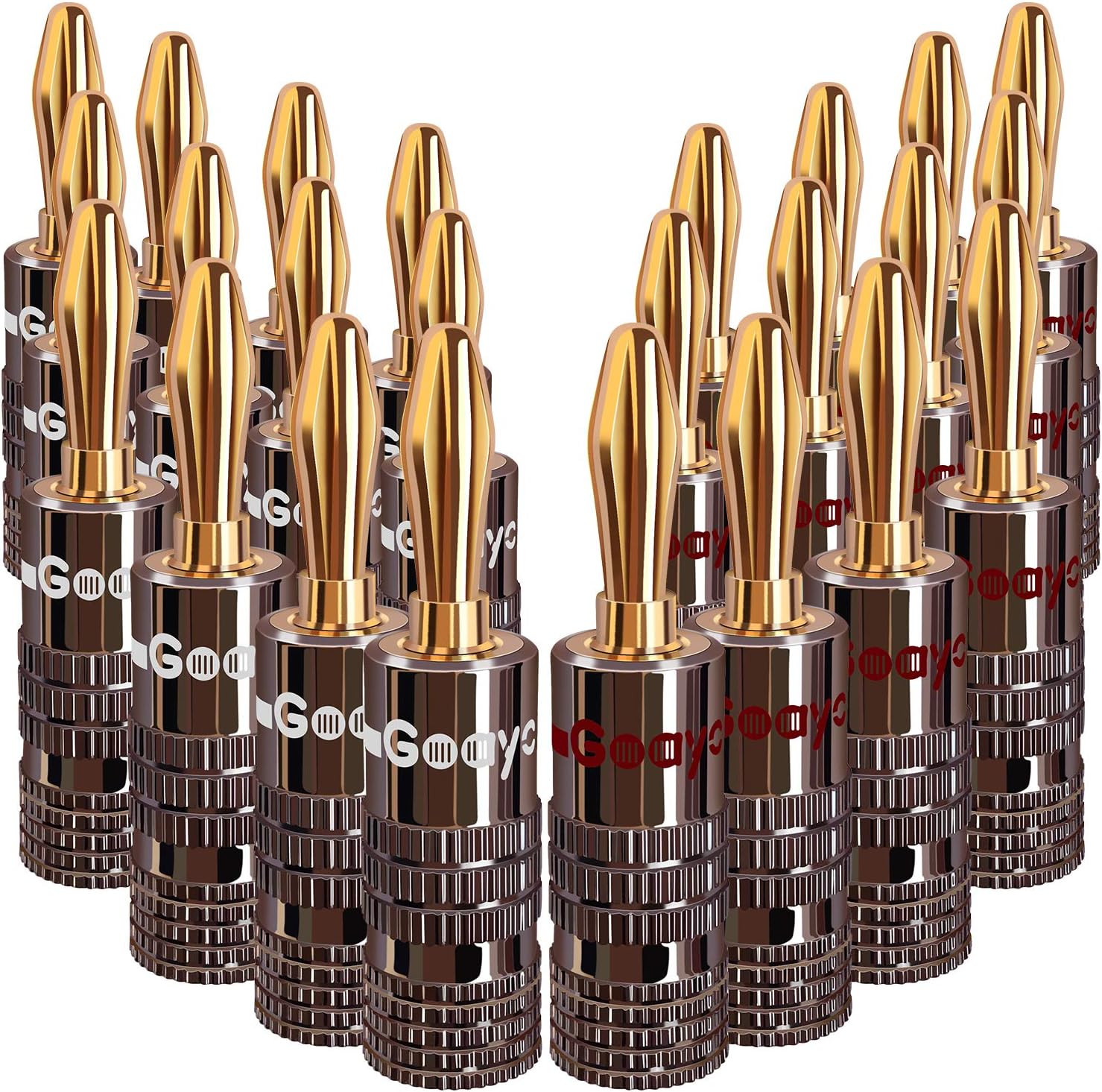 Goaycer Banana Plugs for Speaker Wire - 24K Gold Plated Banana Adapter Connector(6 Pairs/12 pcs) : Electronics
