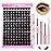 FADLASH Lash Extension DIY Kit Lash Clusters D Curl Cluster Lashes with Lash Bond and Seal Cluster Lashes Glue Remover Lash Tweezers for DIY Eyelash Extension at HomeKit 200D-0.07D-12-18MIX, black