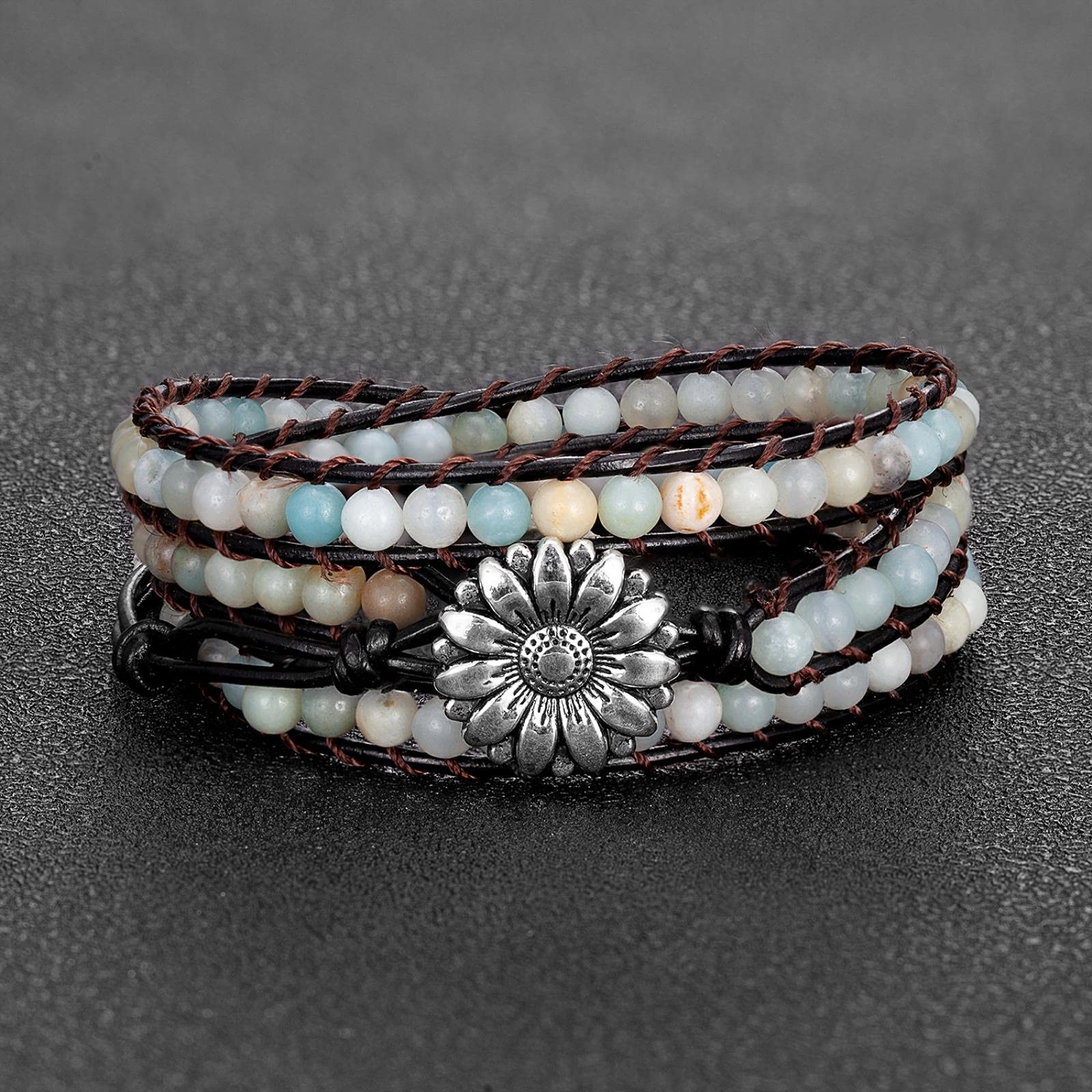 Bijou d'amitié luxueux avec pierres naturelles et tournesol à offrir en cadeau