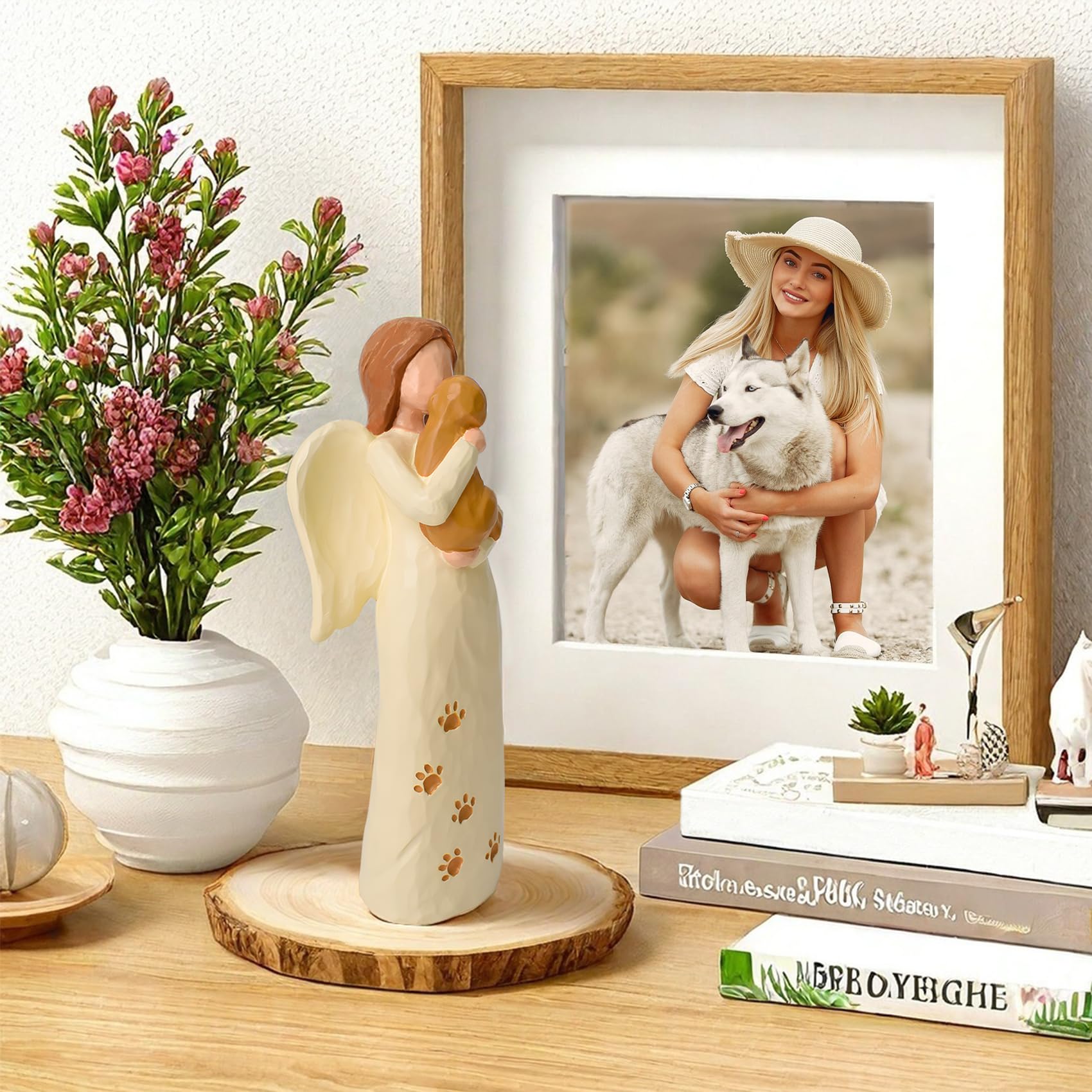 Cuayaes Dog Memorial Gifts for Loss of Dog Sympathy Gift, Hand-Painted Resin Angel Figurines Pet Bereavement Dogs Passing Away Remembrance Grief Gifts for Women