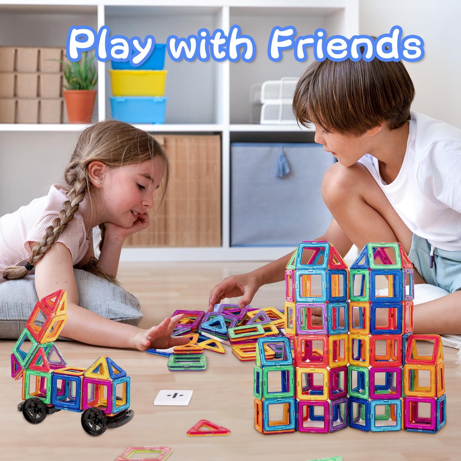 Costruzioni Magnetiche 74 Pezzi Blocchi Magnetici per Bambini Educativi Calamite Montessori Costruzioni per Bambini 3 4 5 6 7 8 anni