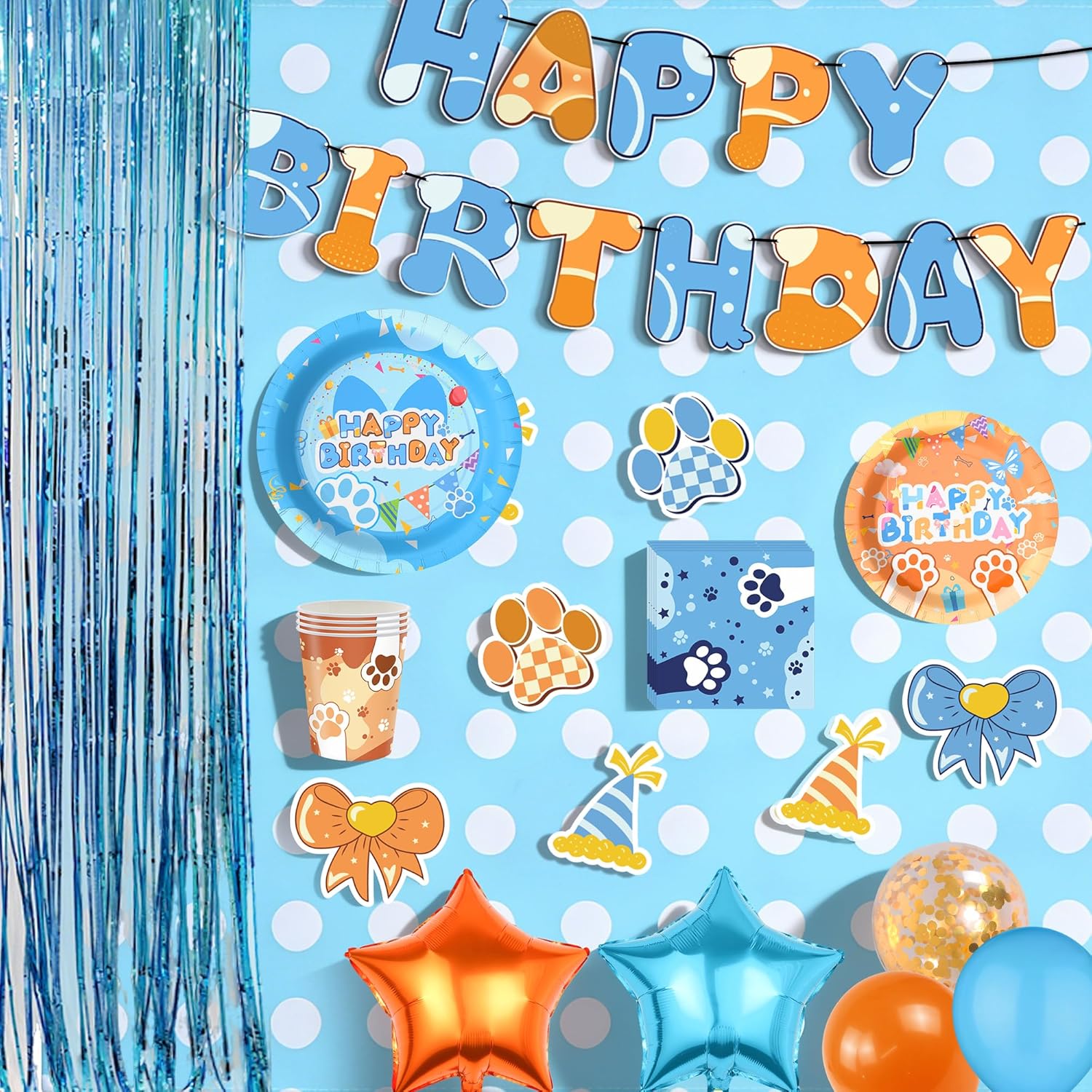 131 Pcs Birthday Decorations Party Supplies Include Banner Tablecloth Cake Toppers Balloons Plates Cups Napkins Birthday Party Decor Serves 20 Guests for Birthday Theme Party