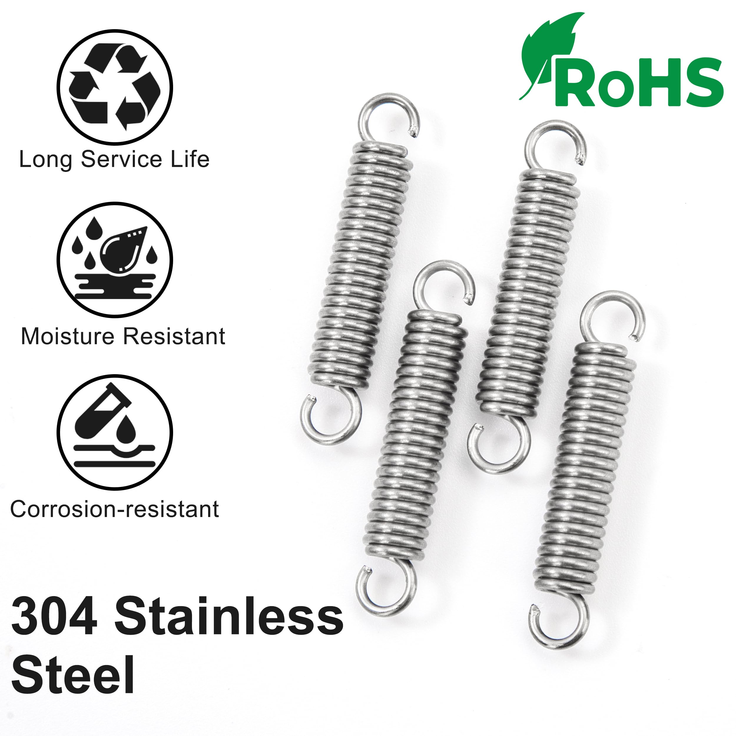 20 Stück Zugfedern Edelstahl Mit Haken - 0,6x4x30mm Spannfedern Set