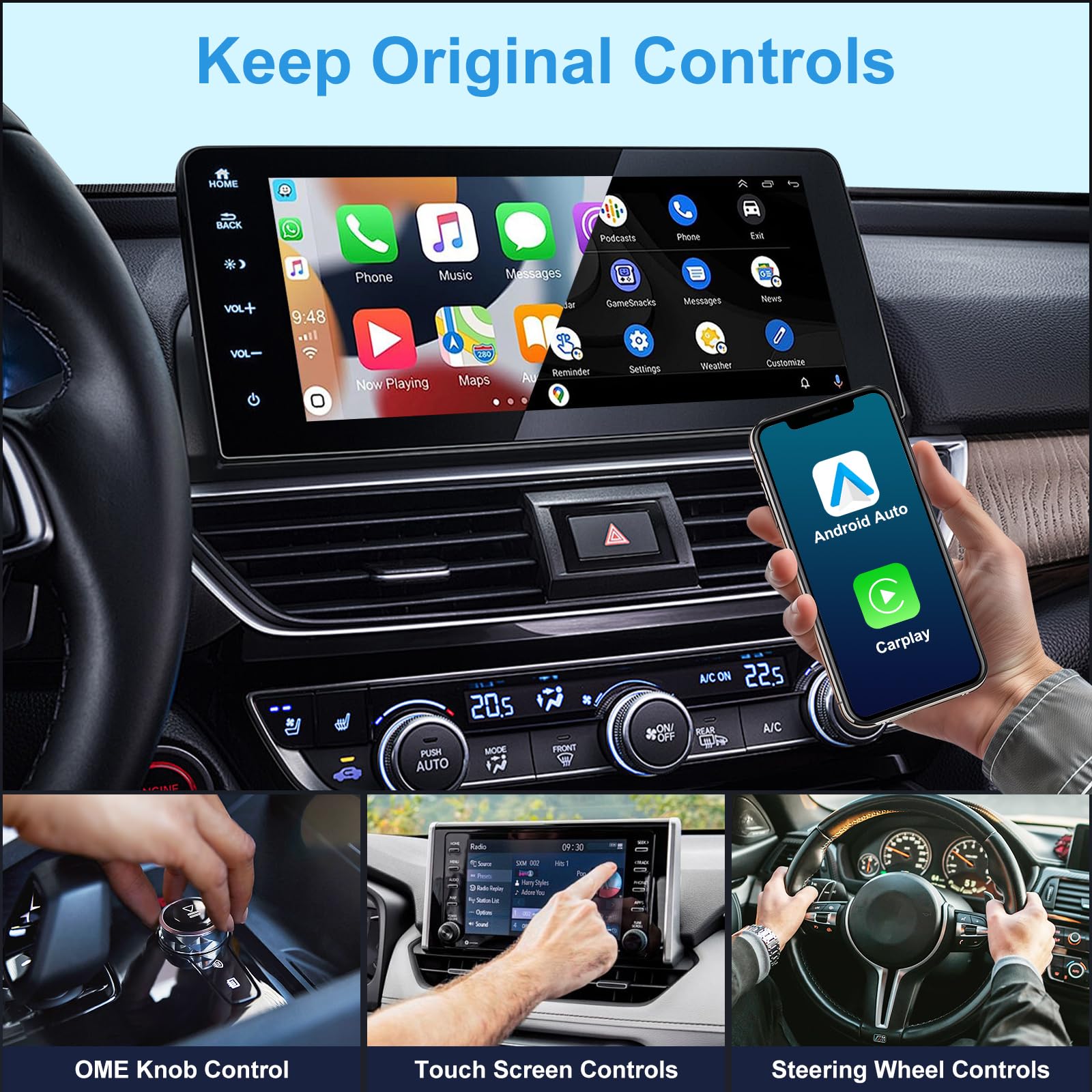 Adattatore Carplay Wireless,Adattatore Wireless 2 in 1 per Android Auto e CarPlay, Converti Android Auto Cablato in Wireless, Adatto per Auto con AA e Carplay, 5GHz WiFi USB C/A, Plug & Play