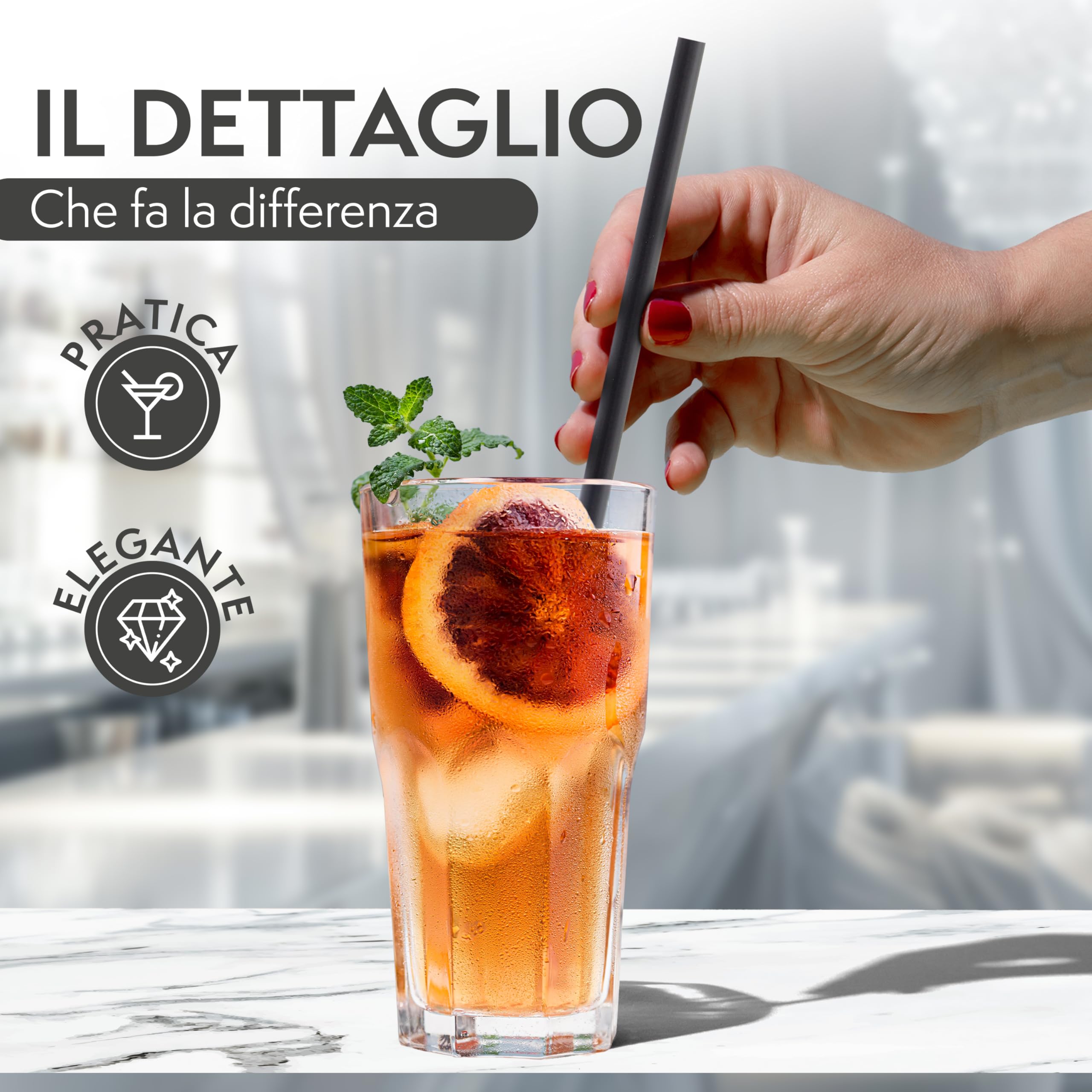 250 cannucce nere in legno naturale - lunghe 21cmx7mm-cannucce in legno naturale, adatte per cocktail, bar e catering.
