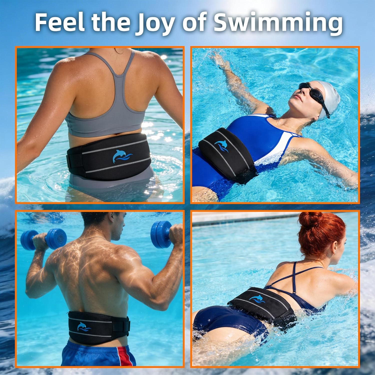 SIXRARI Flotation Swim Belt for Adults, Adjustable Flotation Belt, Water Aerobics Aqua Jogging Pool Exercise Swimming Training Aid Water Workout Fitness Equipment