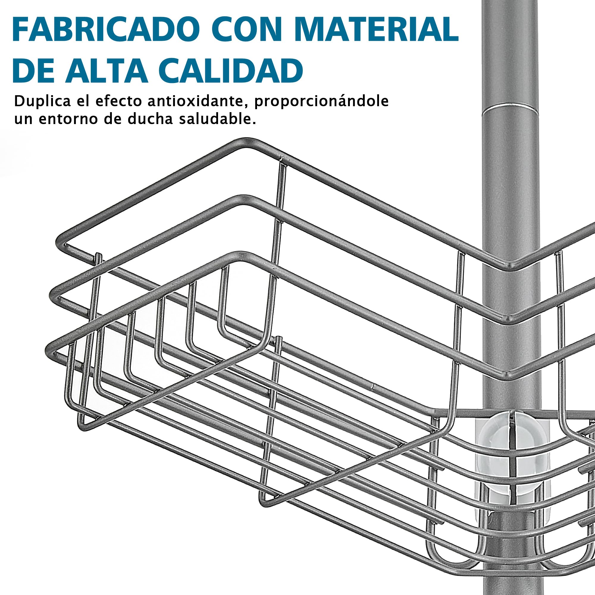 Estanteria Baño Telescopica Estante Ducha sin Taladro Acero Inoxidable Repisas Esquina Baldas con 4 Bandejas, Regulable 85-325cm, apto para Bañera Baño y Cocina, Gris