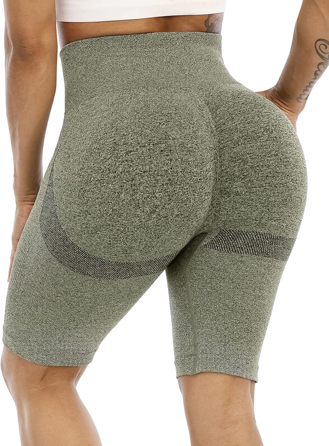 Women's Butt Lifting Workout Shorts Seamless High Waisted Scrunch Butt Biker Gym Yoga Short
