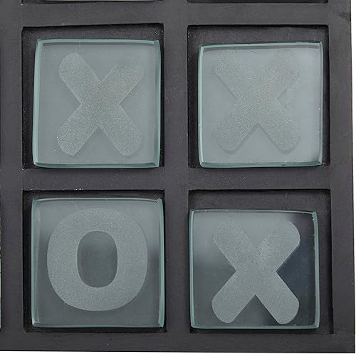 Miniatura 4 de Deco 79 Juego de aluminio Tic Tac Toe con incrustaciones doradas, 9 x 9 x 1 pulgada, dorado