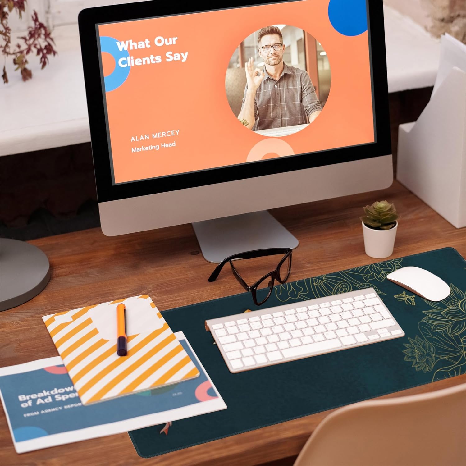 Large Gaming Mouse Pad, Koi Fish Ink Painting Desk Mat, Golden Line Lotus Desk Pad, Extended Big Computer Keyboard Mouse Pad with Non-Slip Base and Stitched Edge, 31.5"x11.8" - Image 5