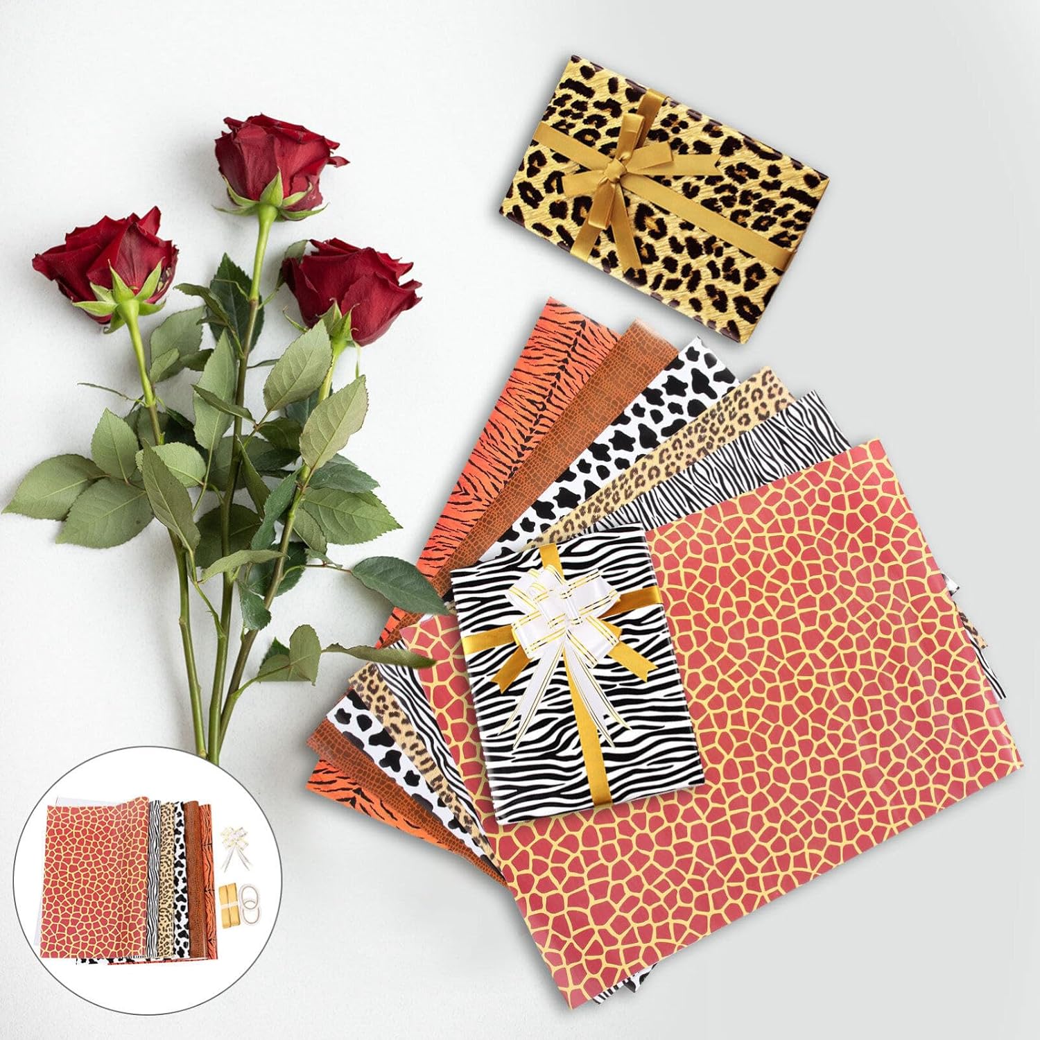 EXCEART 6 Sheets Leopard Print Wrapping Paper Snakeskin Cow Print ...