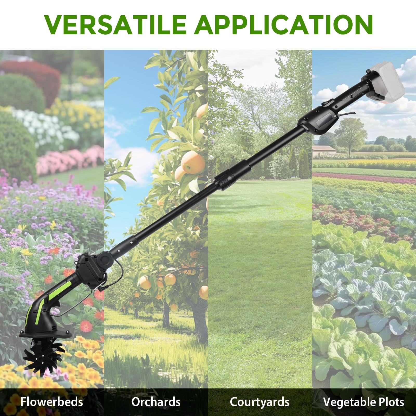 Akku-Bodenhacke kompatibel mit Makita Akku 21V, 2 in 1 Elektro-Bodenhacke für Garten und Rasen mit 10 cm Arbeitstiefe, 10cm Arbeitsbreite (Batterie Nicht enthalten)