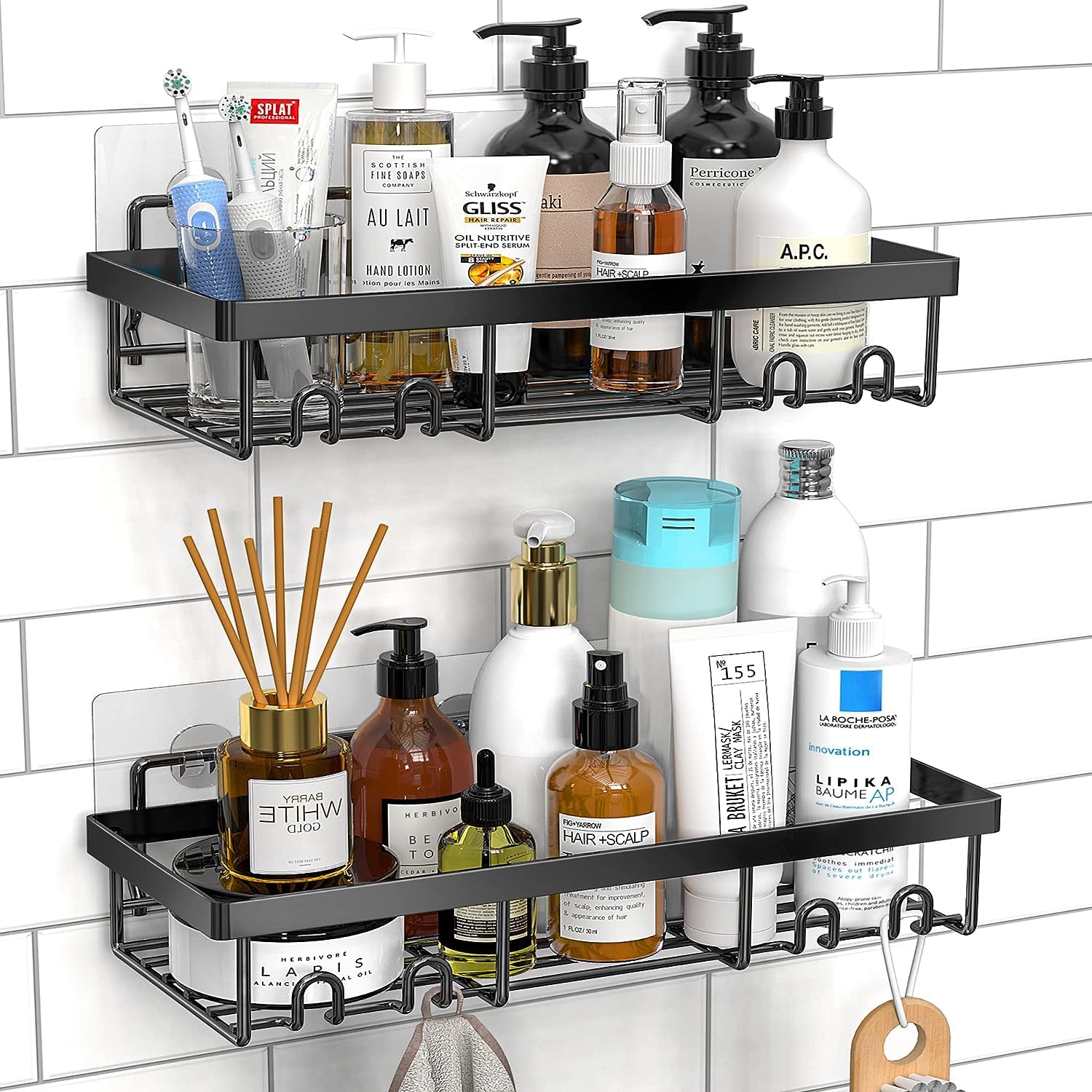 JD FRESH 2 in 1 Self Adhesive Shelf for Bathroom/Stainless Steel Wall Mounted Shleves/Organizer for Kitchen/Bedroom/Drill Free Racks-Stands-Holders/Bathroom Accessories(Black) (B0CX5DGCQ6) Amazon Price History, Amazon Price Tracker