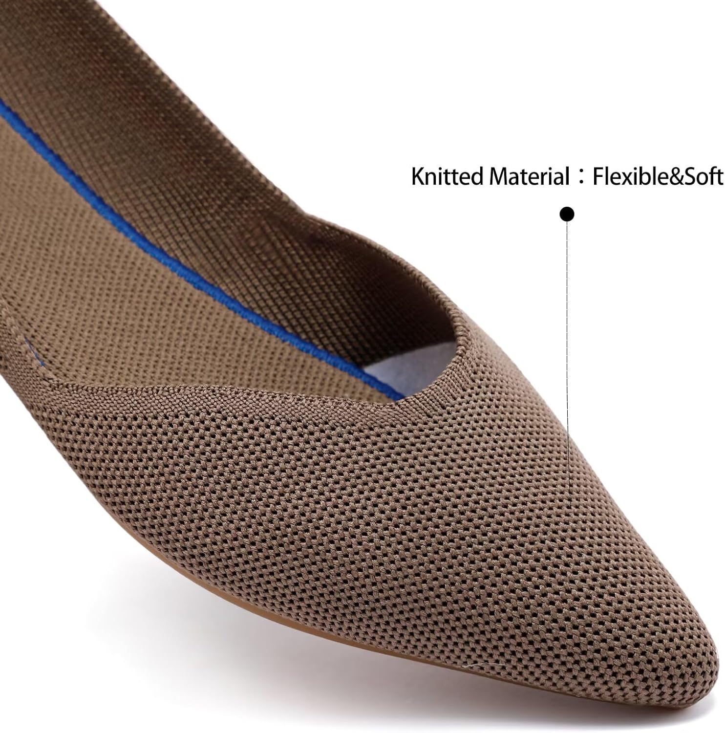 Frank Mully Womens Flat Shoes Classic Pointed Toe Flats Knitted Dress Shoes Soft Flats for Woman Comfortable Dressy - Image 5